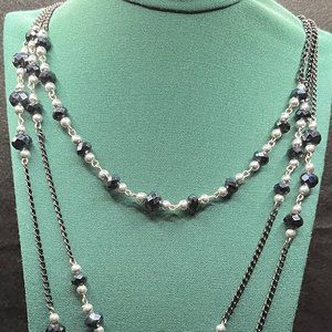 Triple Strand Titanium Beaded Necklace 30/33/35 in